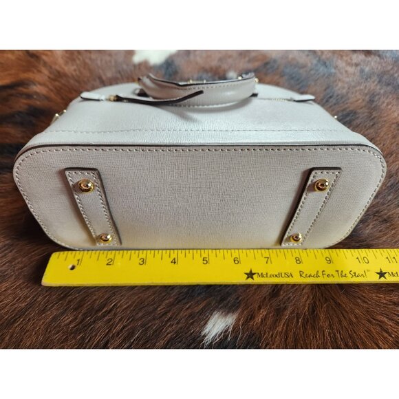 Dooney & Bourke Saffiano Domed Zip Satchel in Ecru EXCELLENT - Picture 4 of 10